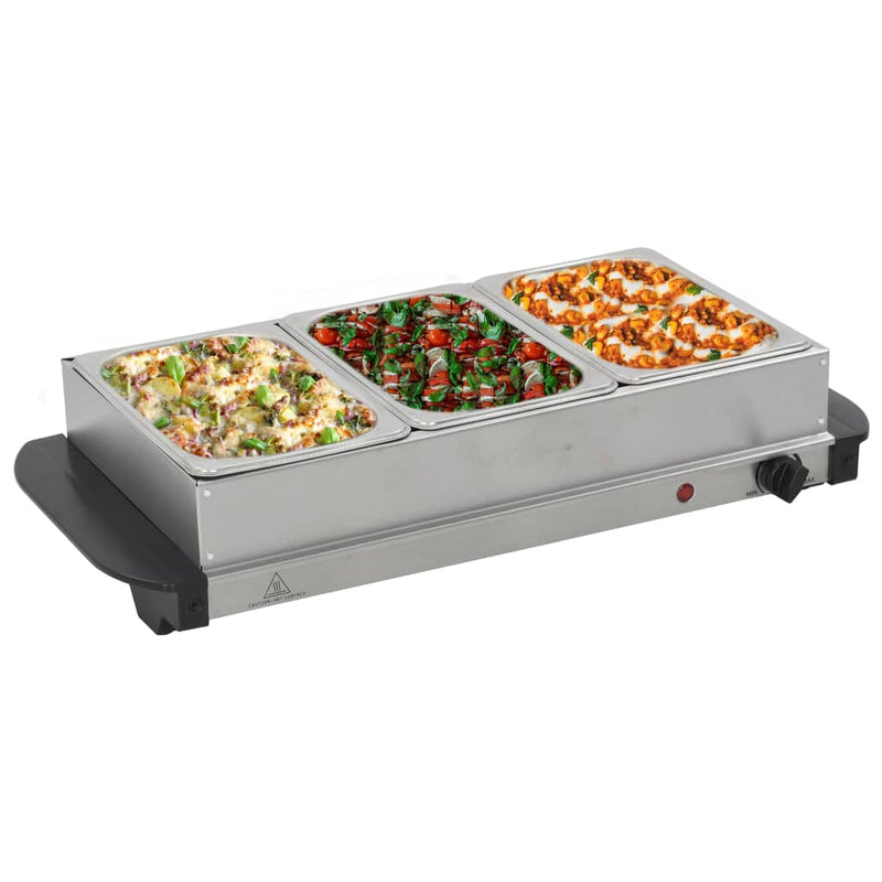 Afbeelding laden in galerijviewer, VidaXL Buffetwarmer 200 W 3x1,5 L roestvrij staal
