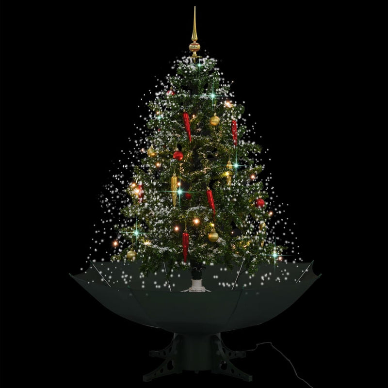 Afbeelding laden in galerijviewer, Vidaxl kerstboom sneeuwend met paraplubasis 140 cm groen
