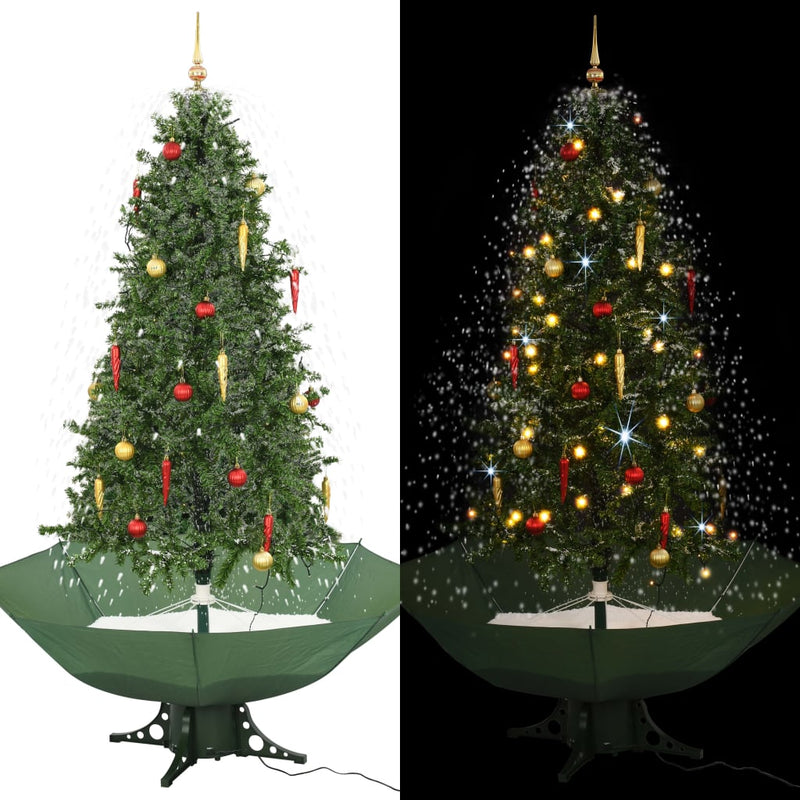 Afbeelding laden in galerijviewer, Vidaxl kerstboom sneeuwend met paraplubasis 190 cm groen
