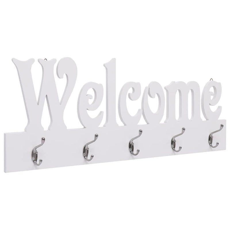 Afbeelding laden in galerijviewer, Vidaxl wandkapstok welcome 74x29,5 cm wit
