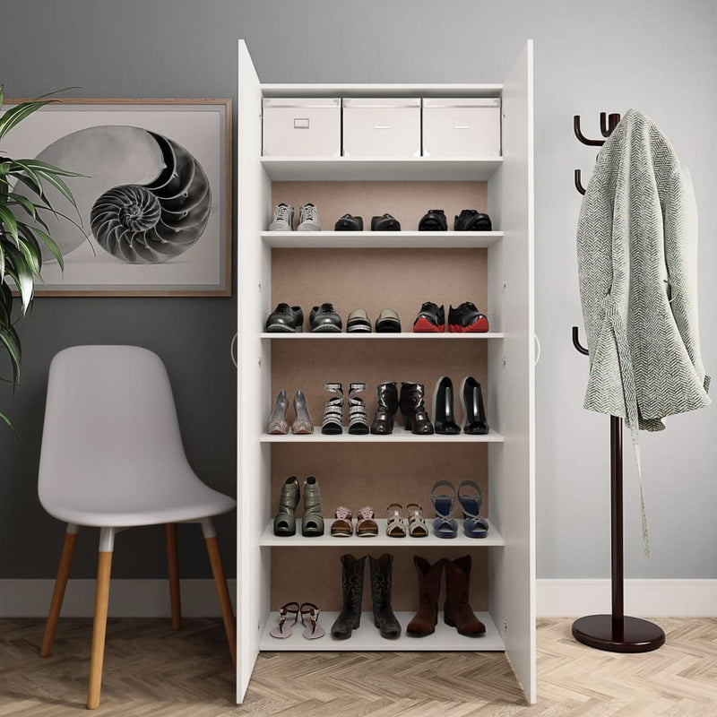 Afbeelding laden in galerijviewer, VidaXL Schoenenkast 80x35,5x180 cm bewerkt hout wit
