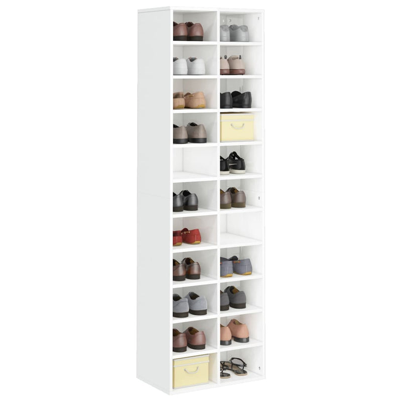 Afbeelding laden in galerijviewer, VidaXL Schoenenkast 54x34x183 cm spaanplaat hoogglans wit
