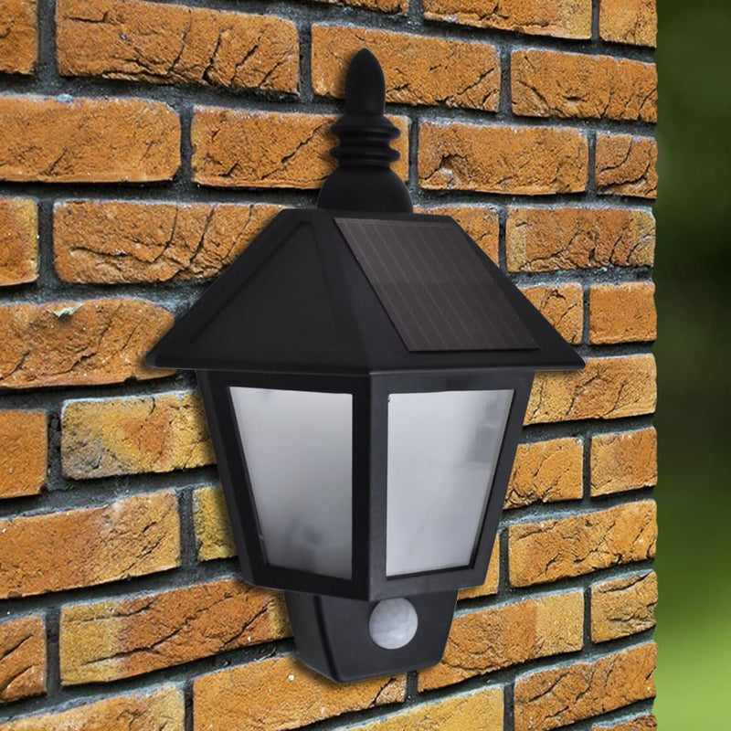 Afbeelding laden in galerijviewer, Vidaxl solar-wandlampen 2 st met bewegingsensor zwart

