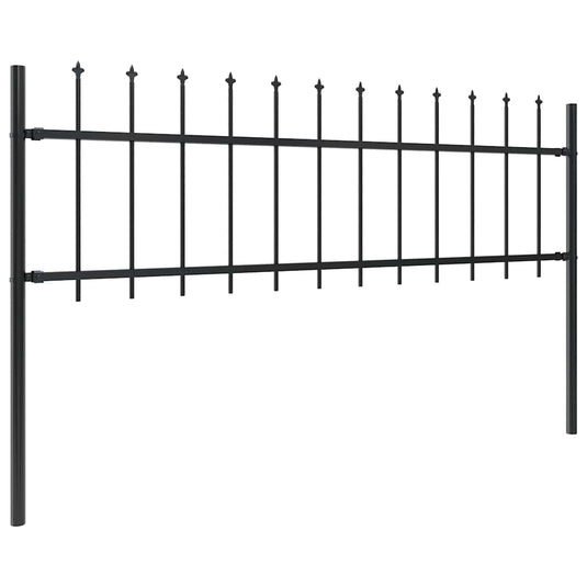 Vidaxl tuinhek met speerpunt staal 714,5x60 cm zwart