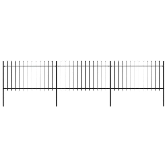 Vidaxl tuinhek met speerpunt staal 537x100 cm zwart