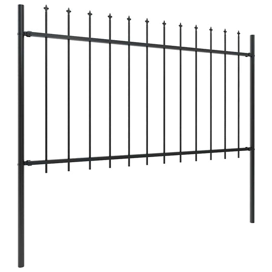 Vidaxl tuinhek met speerpunt staal 537x100 cm zwart
