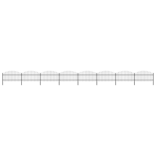 VidaXL Tuinhek met speren bovenkant (1-1,25)x13,6 m staal zwart