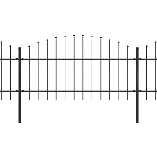 VidaXL Tuinhek met speren bovenkant (1-1,25)x13,6 m staal zwart