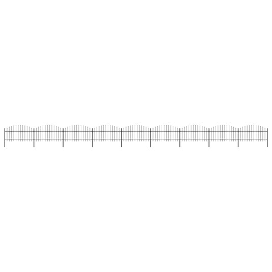 VidaXL Tuinhek met speren bovenkant (1-1,25)x15,3 m staal zwart