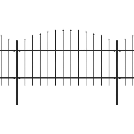 VidaXL Tuinhek met speren bovenkant (1-1,25)x15,3 m staal zwart