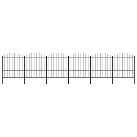 VidaXL Tuinhek met speren bovenkant (1,75-2)x10,2 m staal zwart