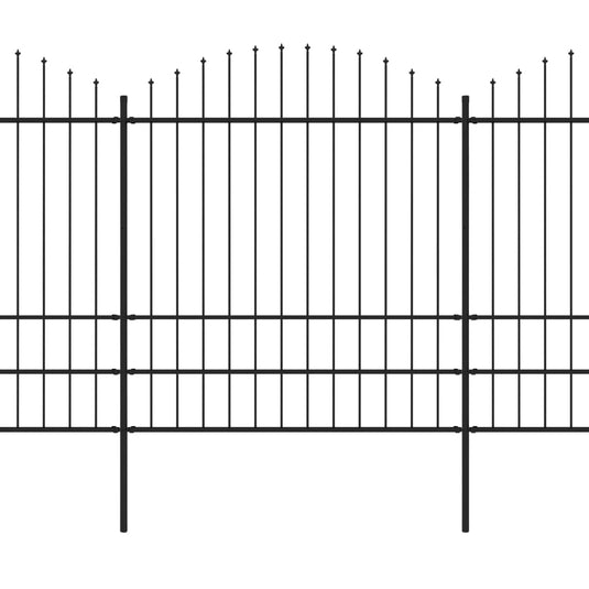 VidaXL Tuinhek met speren bovenkant (1,75-2)x10,2 m staal zwart
