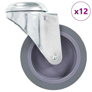 Vidaxl 12 st zwenkwielen met boutgaten 75 mm