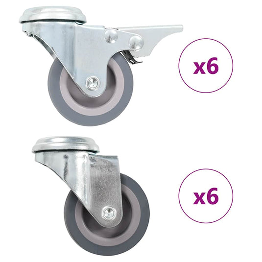 Vidaxl 12 st zwenkwielen met boutgaten 50 mm