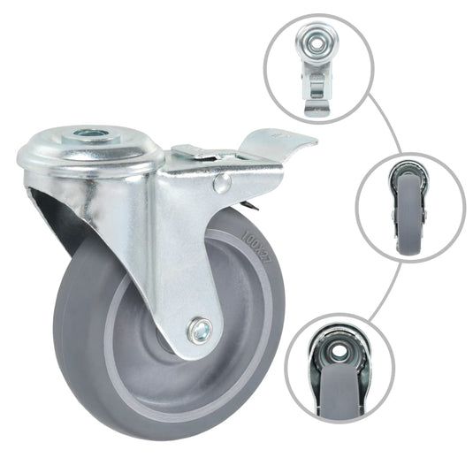 Vidaxl 32 st zwenkwielen met boutgaten 100 mm