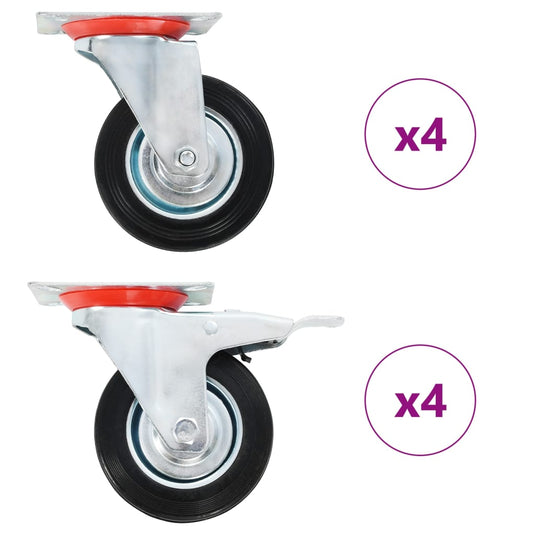 Vidaxl 8 st zwenkwielen 100 mm