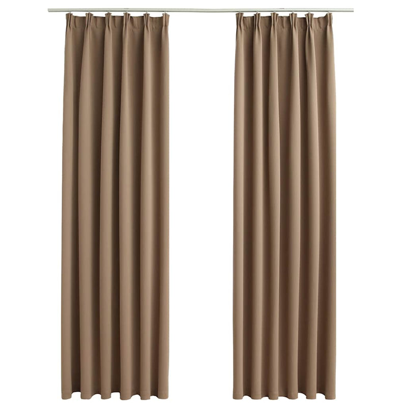 Afbeelding laden in galerijviewer, Vidaxl gordijnen verduisterend met haken 2 st 140x175 cm taupe
