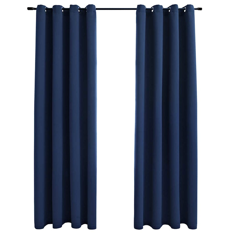 Afbeelding laden in galerijviewer, Vidaxl gordijn verduisterend met metalen ringen 2 st 140x225 cm blauw
