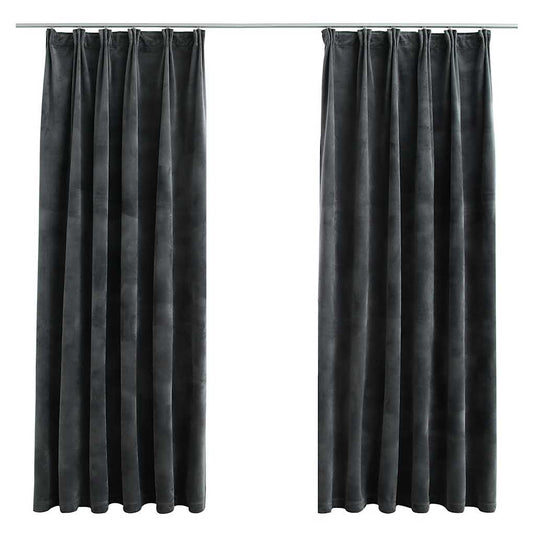 Vidaxl gordijnen verduisterend 2 st met haken 140x175 cm fluweel antraciet