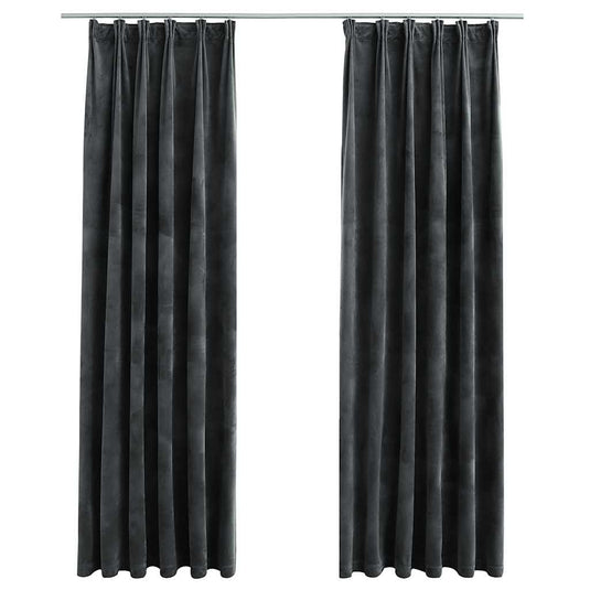 Vidaxl gordijnen verduisterend 2 st met haken 140x225 cm fluweel antraciet