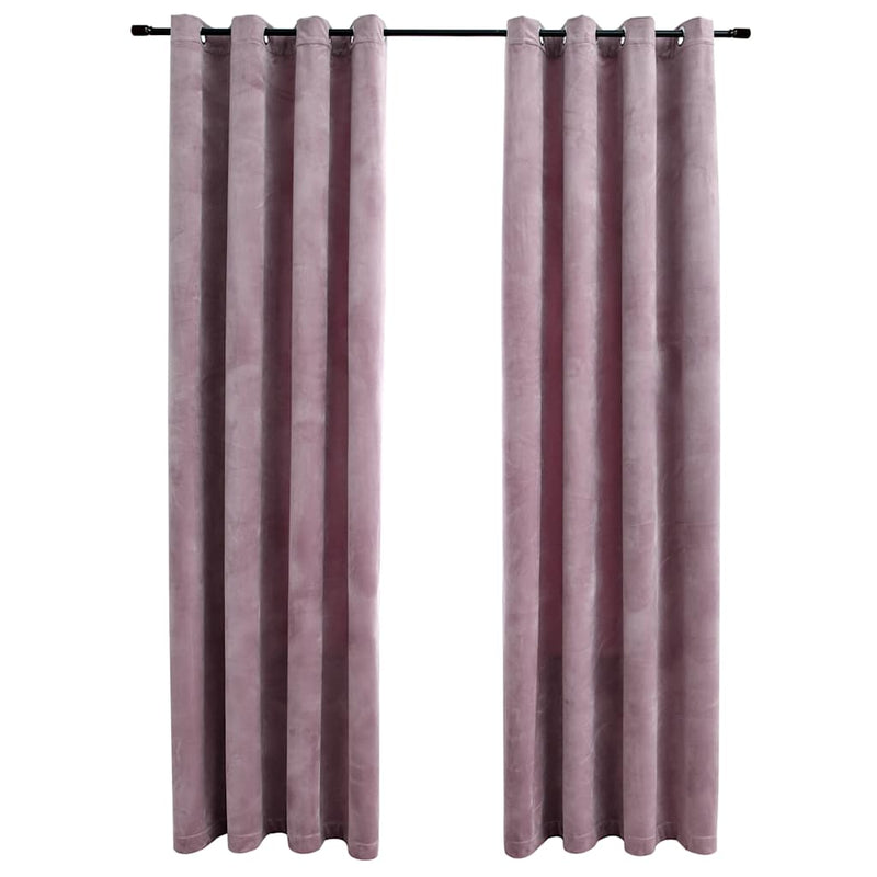 Afbeelding laden in galerijviewer, Vidaxl gordijnen verduisterend met ringen 2 st 140x175 cm fluweel roze
