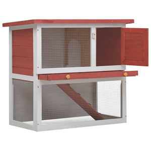 Vidaxl konijnenhok voor buiten met 1 deur hout rood