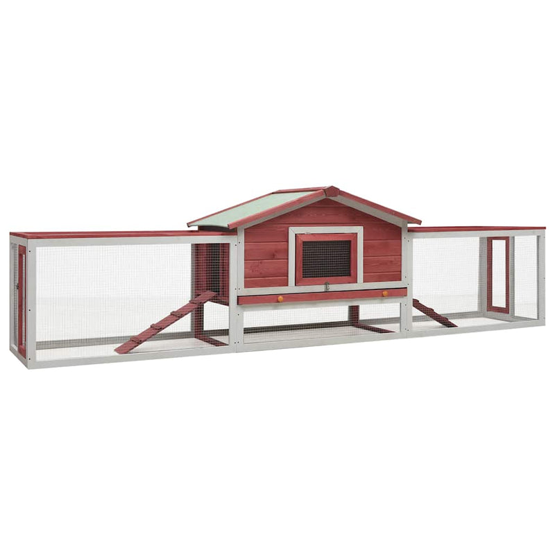 Afbeelding laden in galerijviewer, Vidaxl konijnenhok 310x70x87 cm massief grenen- en vurenhout rood
