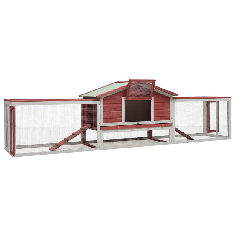 Afbeelding laden in galerijviewer, Vidaxl konijnenhok 310x70x87 cm massief grenen- en vurenhout rood
