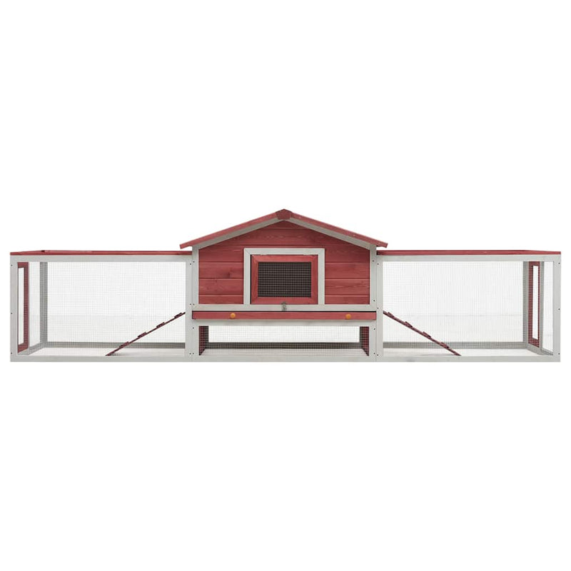 Afbeelding laden in galerijviewer, Vidaxl konijnenhok 310x70x87 cm massief grenen- en vurenhout rood
