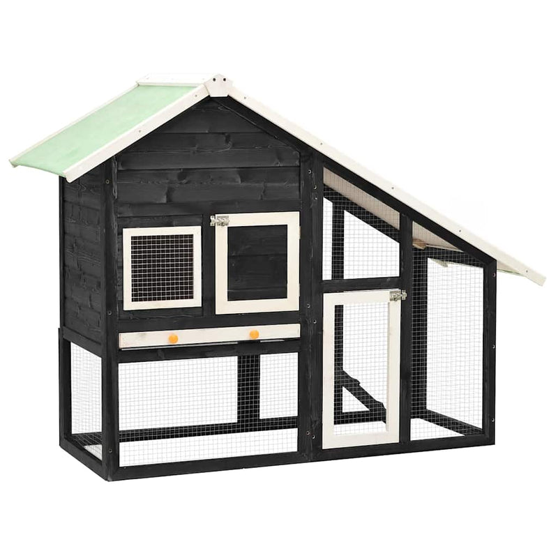 Afbeelding laden in galerijviewer, Vidaxl konijnenhok 140x63x120 cm massief vurenhout grijs en wit

