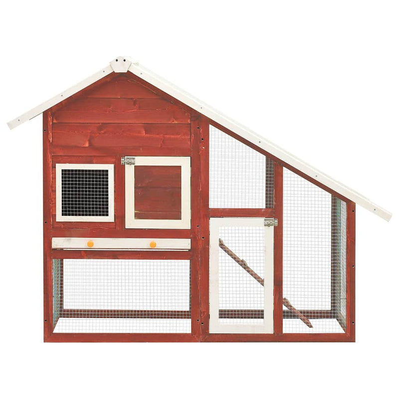 Afbeelding laden in galerijviewer, Vidaxl konijnenhok 140x63x120 cm massief vurenhout rood en wit
