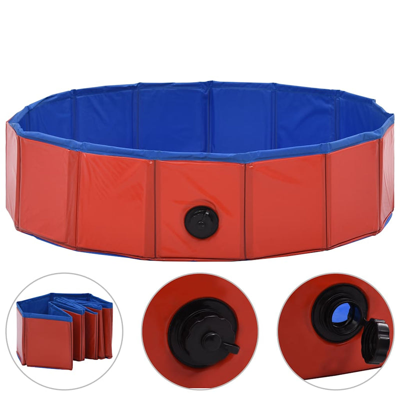 Afbeelding laden in galerijviewer, Vidaxl hondenzwembad inklapbaar 80x20 cm pvc rood

