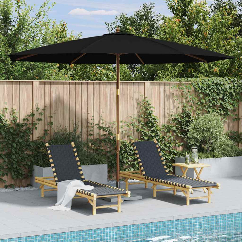 Afbeelding laden in galerijviewer, Vidaxl parasol met houten paal 350 cm zwart
