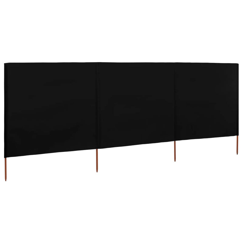 Afbeelding laden in galerijviewer, Vidaxl windscherm 3-panelen 400x80 cm stof zwart

