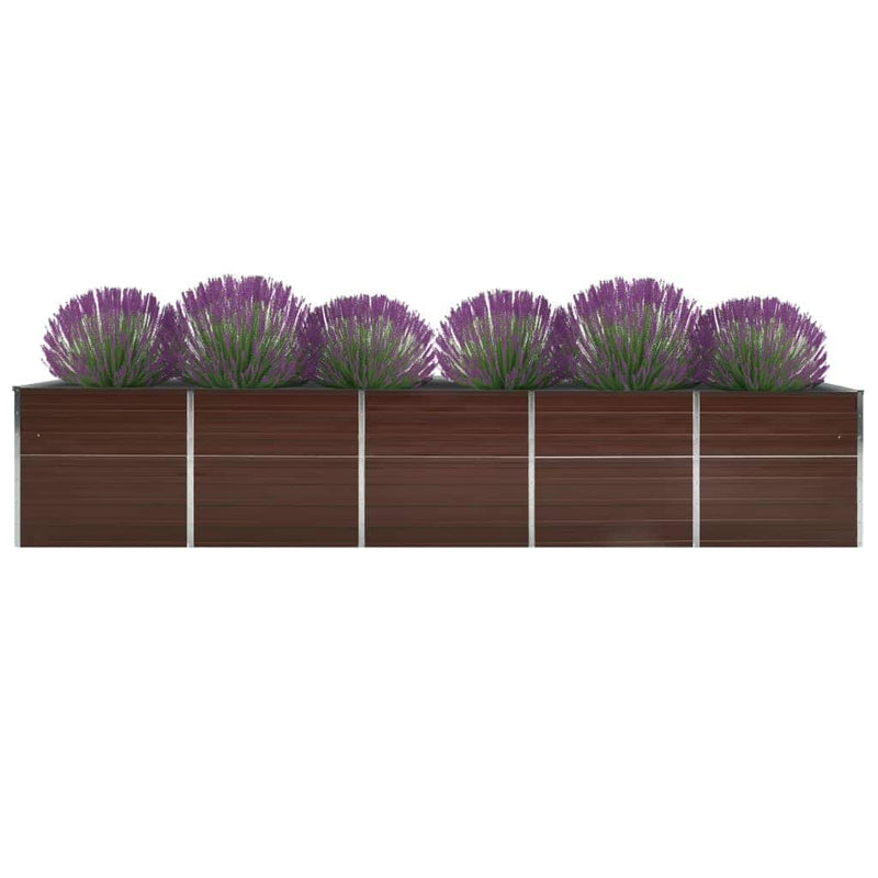 Afbeelding laden in galerijviewer, Vidaxl plantenbak verhoogd 400x80x45 cm gegalvaniseerd staal bruin
