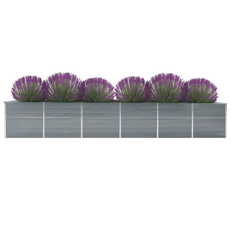 Afbeelding laden in galerijviewer, Vidaxl plantenbak verhoogd 480x80x77 cm gegalvaniseerd staal grijs
