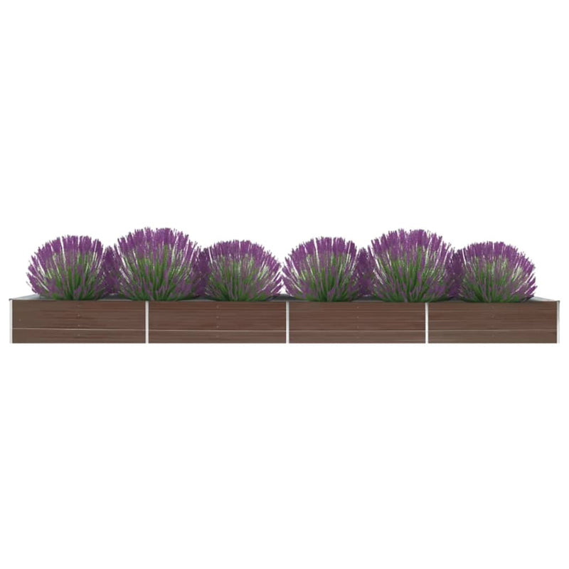 Afbeelding laden in galerijviewer, Vidaxl plantenbak verhoogd 600x80x45 cm gegalvaniseerd staal bruin
