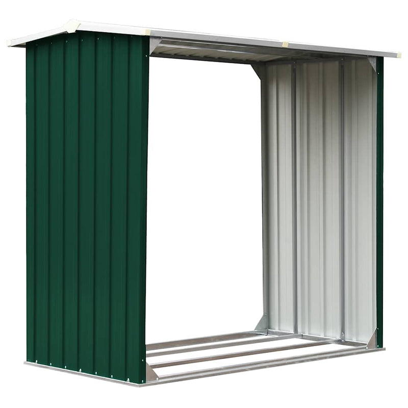 Afbeelding laden in galerijviewer, Vidaxl haardhoutschuur 172x91x154 cm gegalvaniseerd staal groen
