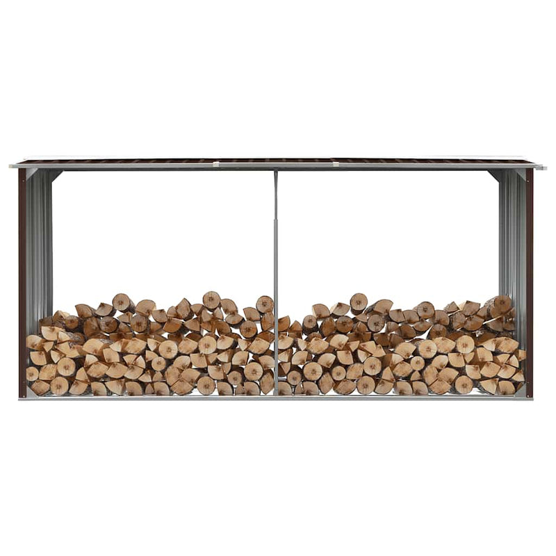 Afbeelding laden in galerijviewer, Vidaxl haardhoutschuur 330x92x153 cm gegalvaniseerd staal bruin
