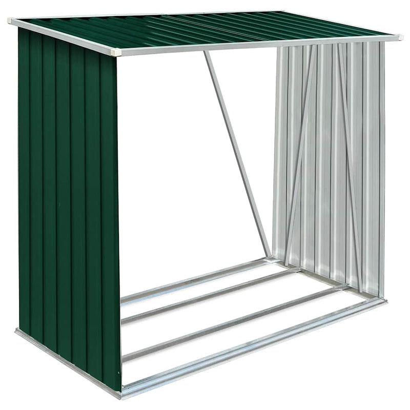 Afbeelding laden in galerijviewer, Vidaxl haardhoutschuur 163x83x154 cm gegalvaniseerd staal groen
