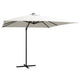 Vidaxl zweefparasol met led en stalen paal 250x250 cm zandkleurig