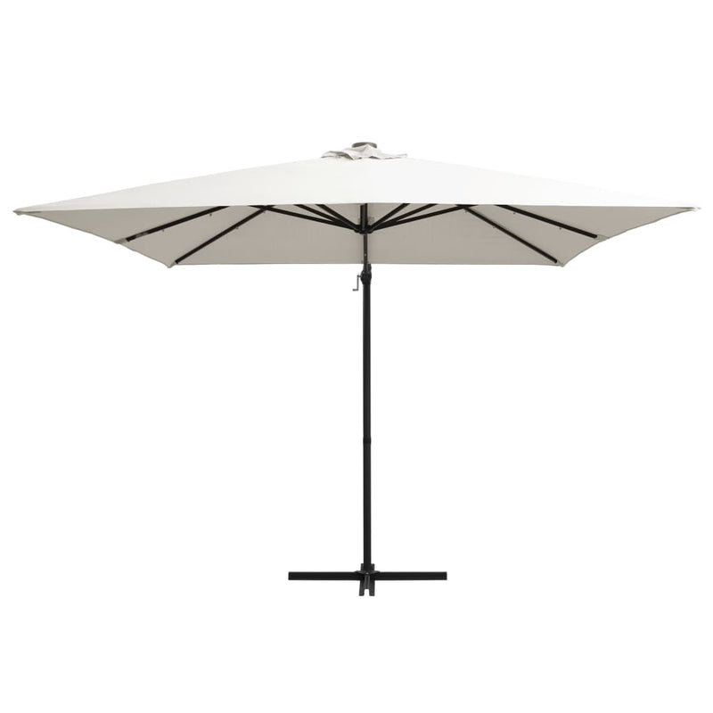 Afbeelding laden in galerijviewer, Vidaxl zweefparasol met led en stalen paal 250x250 cm zandkleurig
