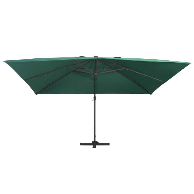 Afbeelding laden in galerijviewer, Vidaxl zweefparasol met led en aluminium paal 400x300 cm groen
