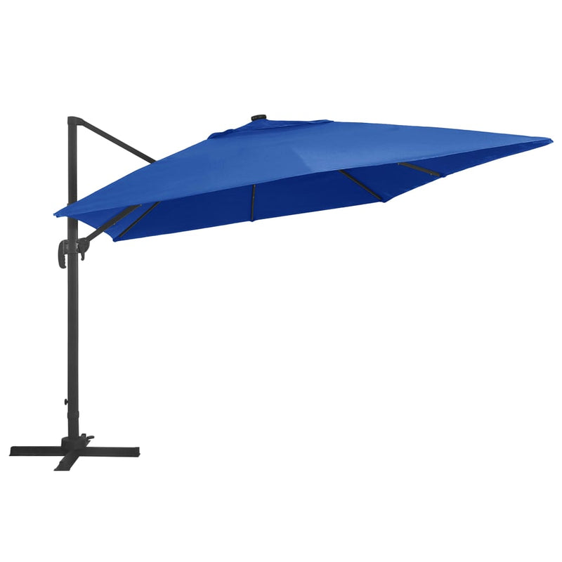 Afbeelding laden in galerijviewer, Vidaxl zweefparasol met led en aluminium paal 400x300 cm azuurblauw
