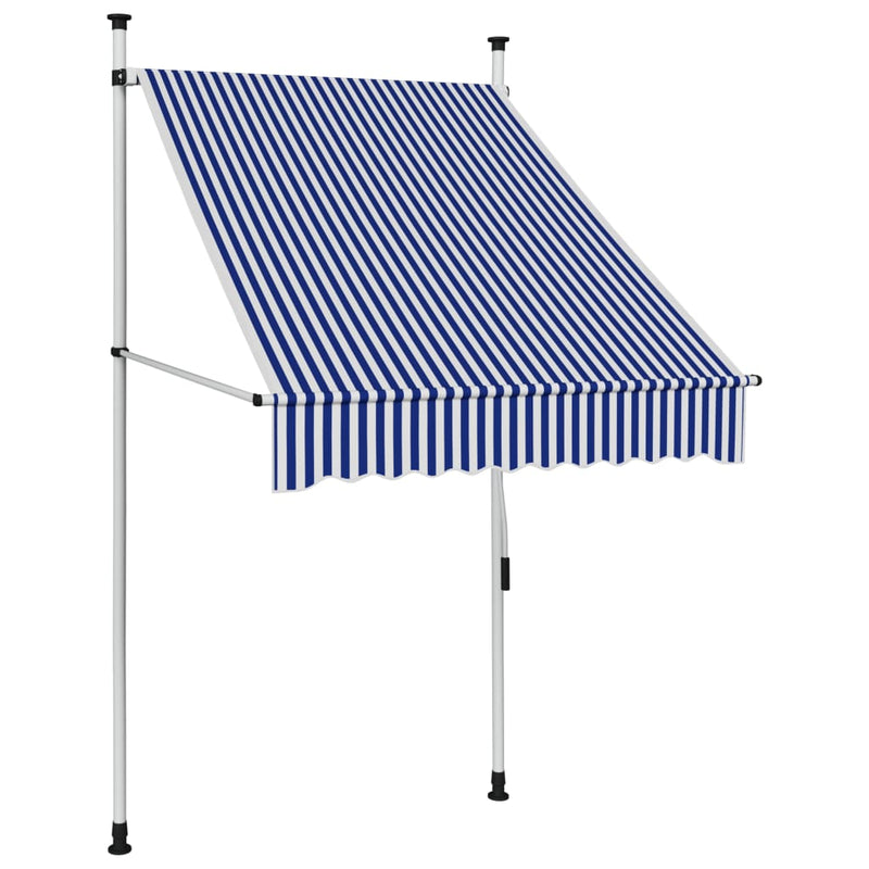 Afbeelding laden in galerijviewer, Vidaxl luifel handmatig uittrekbaar 100 cm blauw en witte strepen
