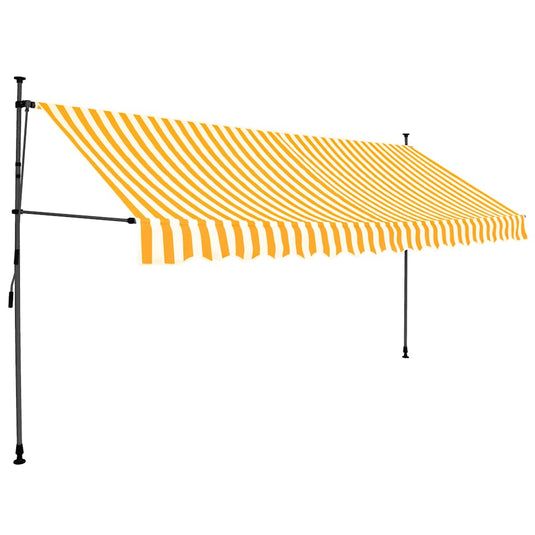 Vidaxl luifel handmatig uitschuifbaar met led 350 cm wit en oranje