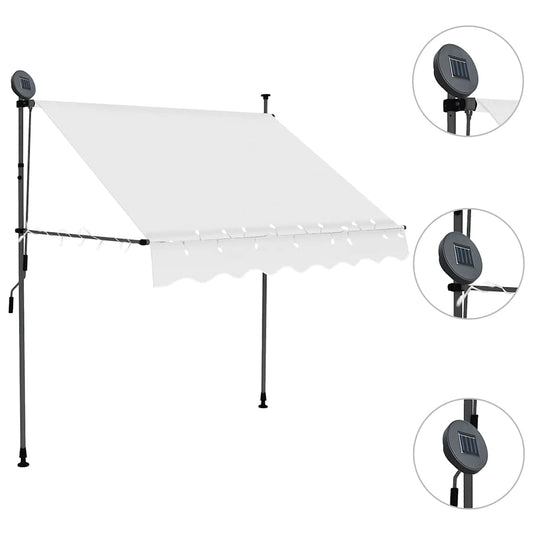 Vidaxl luifel handmatig uitschuifbaar met led 100 cm crèmekleurig