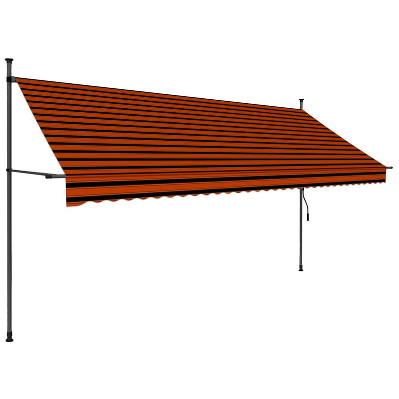 Afbeelding laden in galerijviewer, Vidaxl luifel handmatig uitschuifbaar met led 350 cm oranje en bruin

