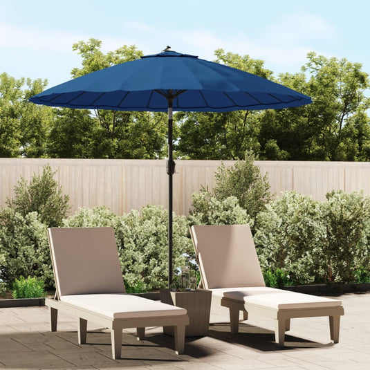 Vidaxl parasol met aluminium paal 270 cm azuurblauw