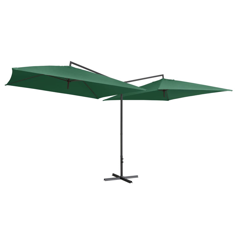 Afbeelding laden in galerijviewer, Vidaxl parasol dubbel met stalen paal 250x250 cm groen
